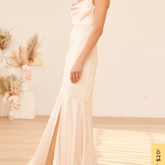 Lulus Moment in the Spotlight Champagne Cowl neck dress - Picture 3 of 10